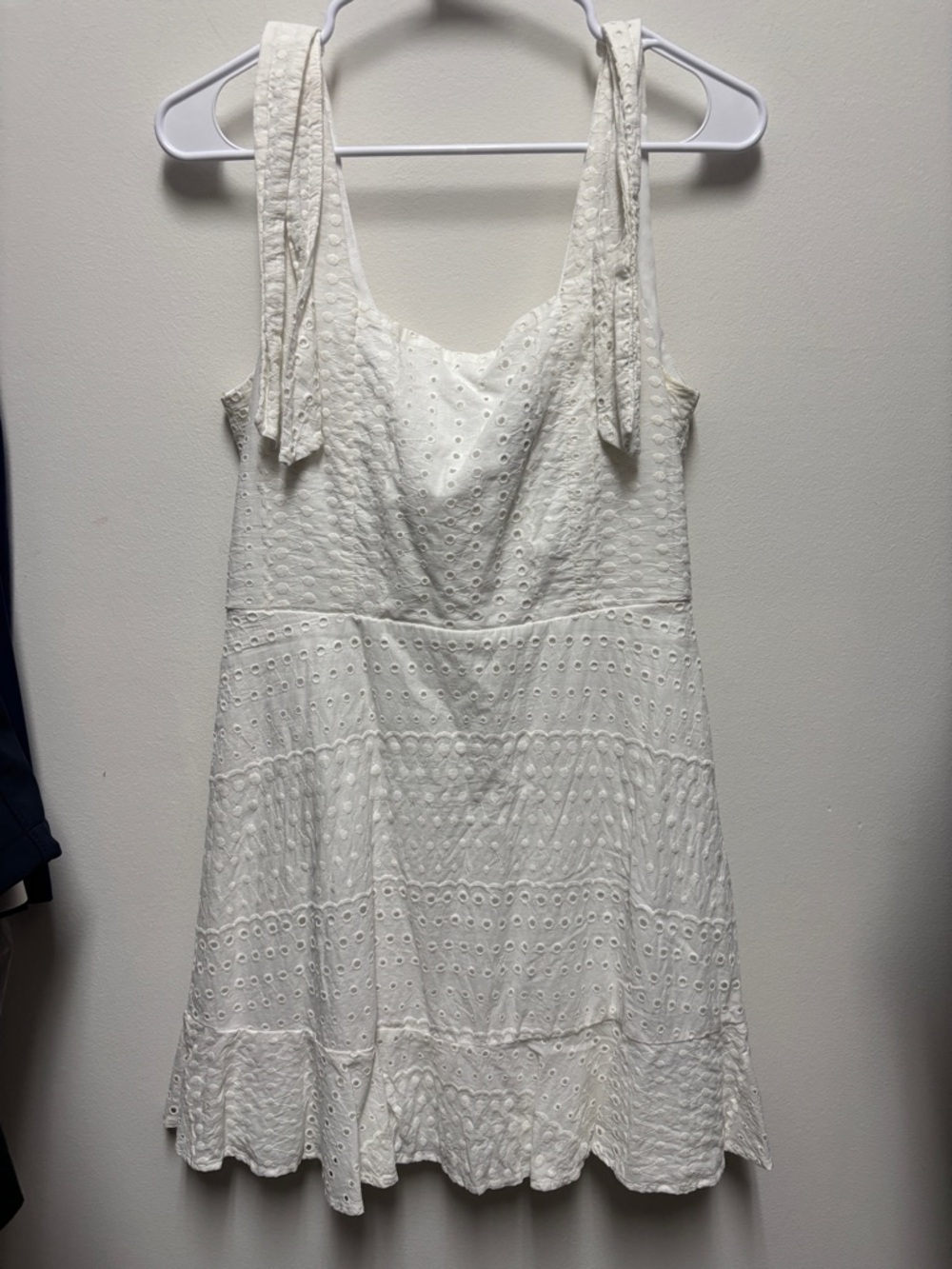Trixxi White Eyelet Tie-Shoulder Mini Dress